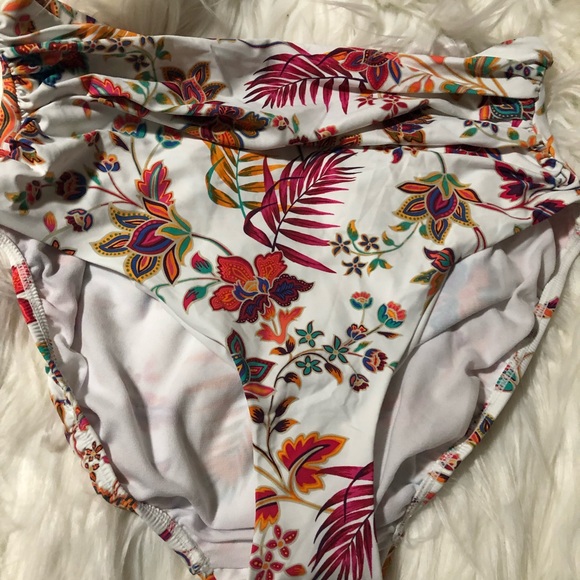 Ralph Lauren WHITE PRINT Plus Size Floral Print High Waist Bikini Bottom. 16 W - Picture 2 of 5